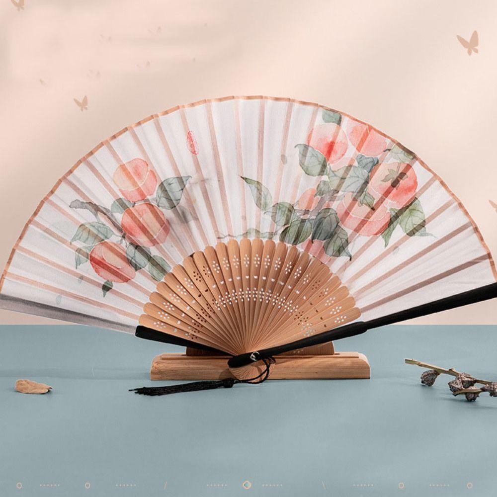 Silk Cloth Dance Hand Fan Bamboo Handle Props Fan Chinese Style Folding Fan  Home Decoration