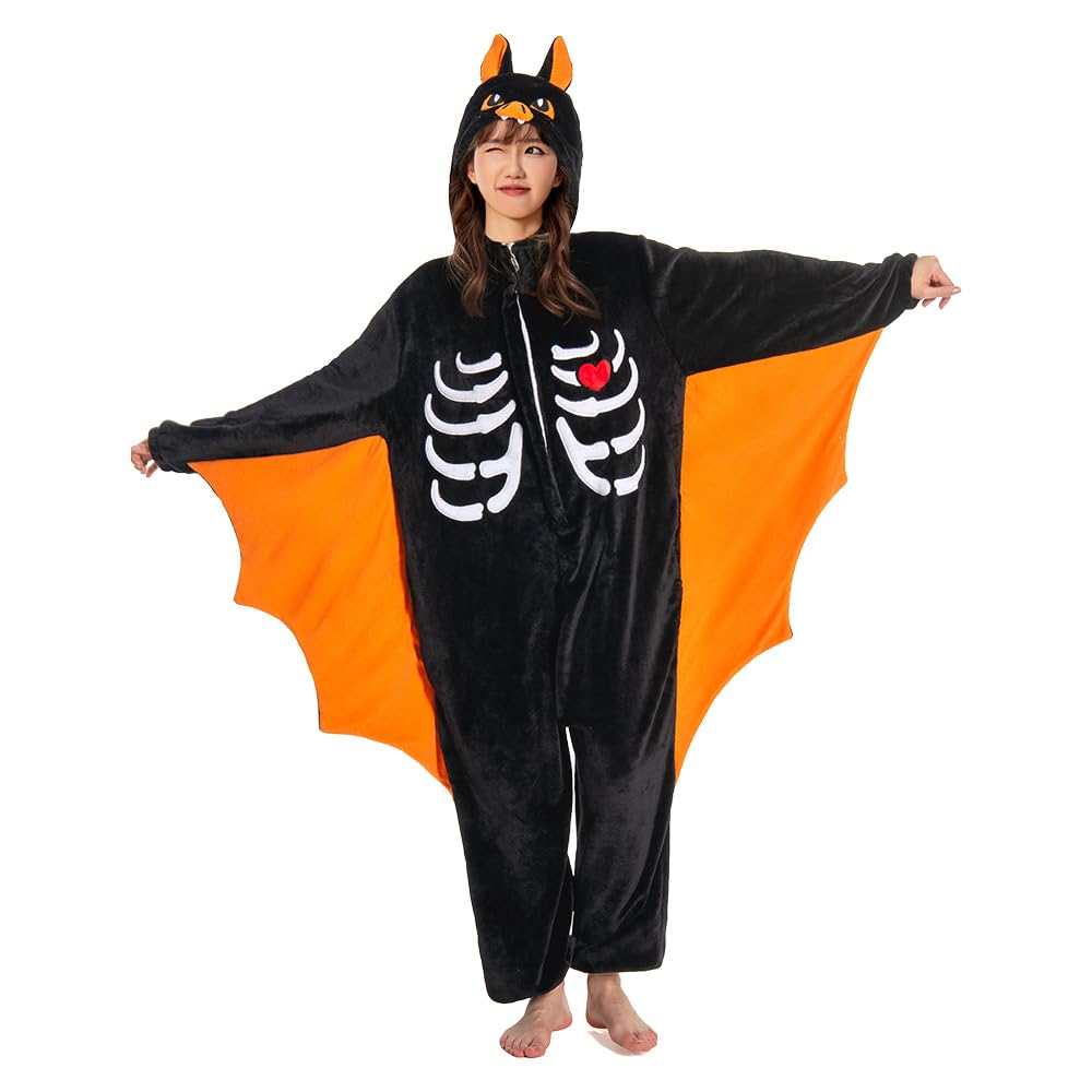 OLAOLA Bat Kigurumi Pajamas for Bat Cosplay Halloween Animal Warm and Perfect for Parties and Cold Weather Protection Adults, Costume, Costume,
