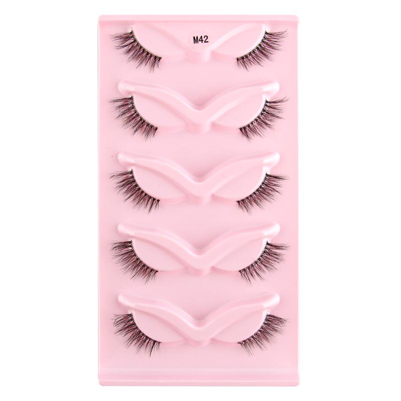 Fox Eye Lashes 3/5 Pairs Thick Winged Wispy 3D False Eyelashes Makeup Faux Fluffy Mink Lashes Fake Natural Eyelashes Extension