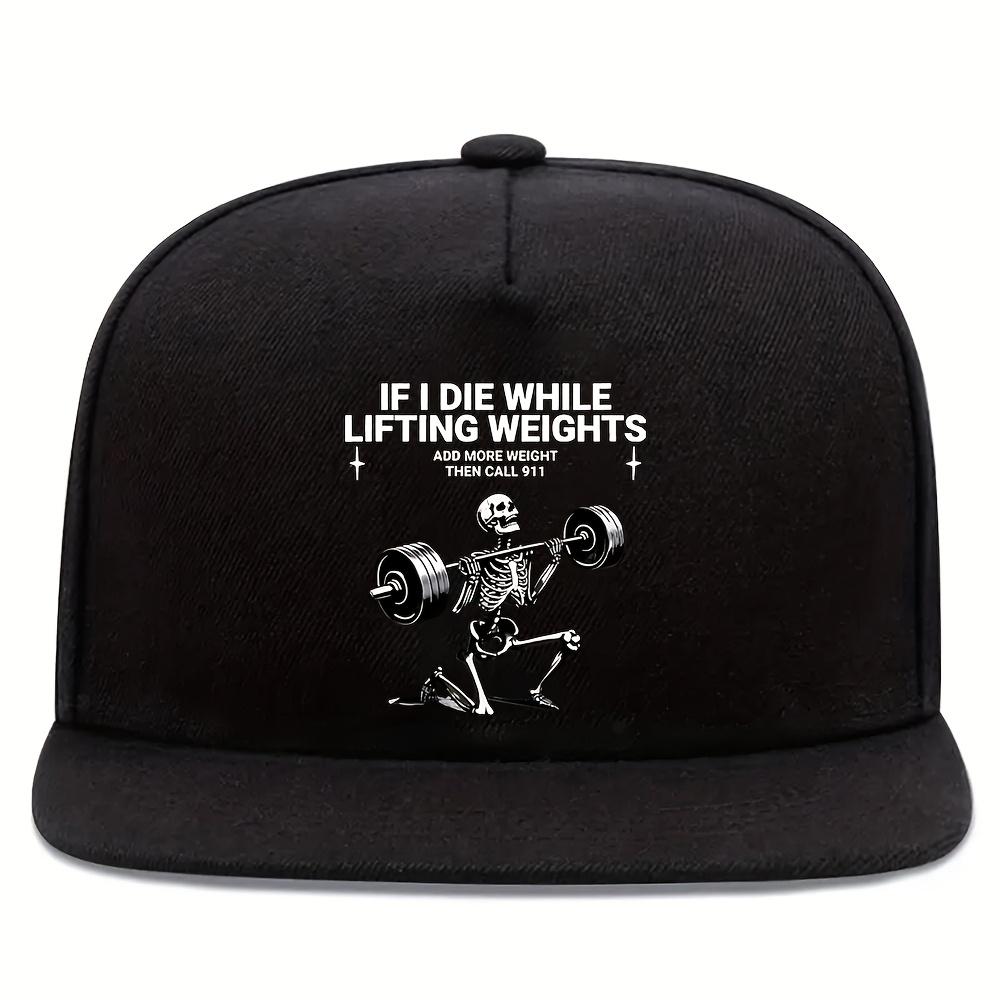 Tyngdlyftning Skelett Gym Humor Rolig Keps Hållbar Justerbar Streetwear Skalle Snapback Hatt för Män Kvinnor