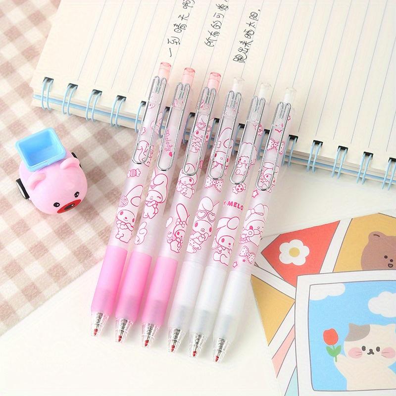 Back to school season 144pcs 0.5mm Cartoon Pink Rabbit Black push action pen, Cute Neutral Pen Stationery Exam Prize, Smooth writing office ,