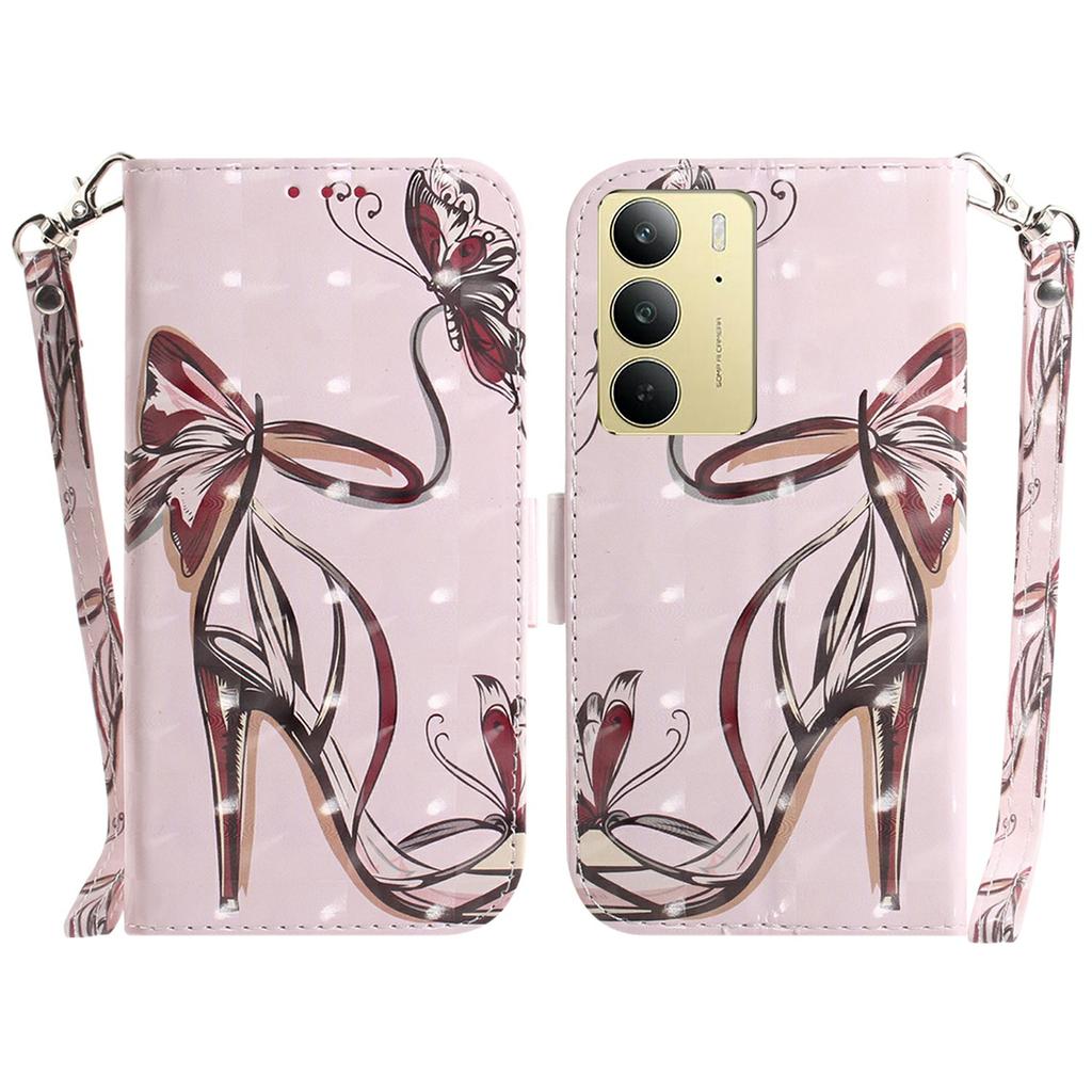 Für Realme C75 4G Hülle Musterdruck Leder Brieftasche Handyhülle mit Handschlaufe