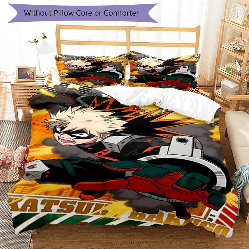3pcs My Hero Academia Bedding Set Duvet Cover Closure Includes 1 Duvet Cover & 2 Pillowcases, Soft and Comfortable for All Seasons.