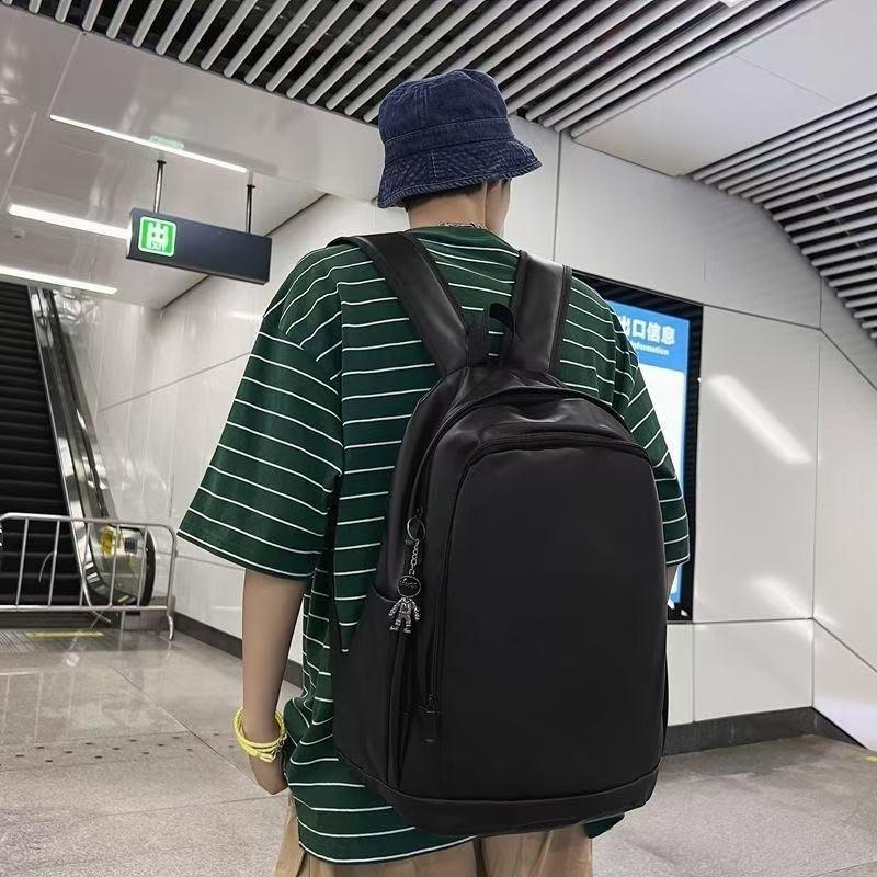

New backpack large capacity soft leather versatile PU backpack Korean version schoolbag college student thickened hard bottom