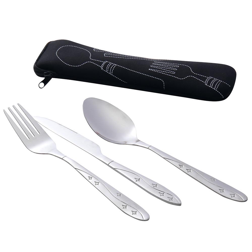 

3 шт. Ножи из нержавеющей стали Вилка Ложка Семейные путешествия Кемпинг Столовые приборы Eyeful чёрный