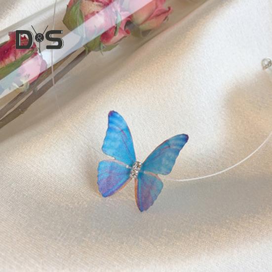 Schmetterlings-Halskette, Boho-Stil, unsichtbare Kette, Schmetterlingsfee-Halskette, transparente Angelschnur-Halskette für Frauen und Mädchen