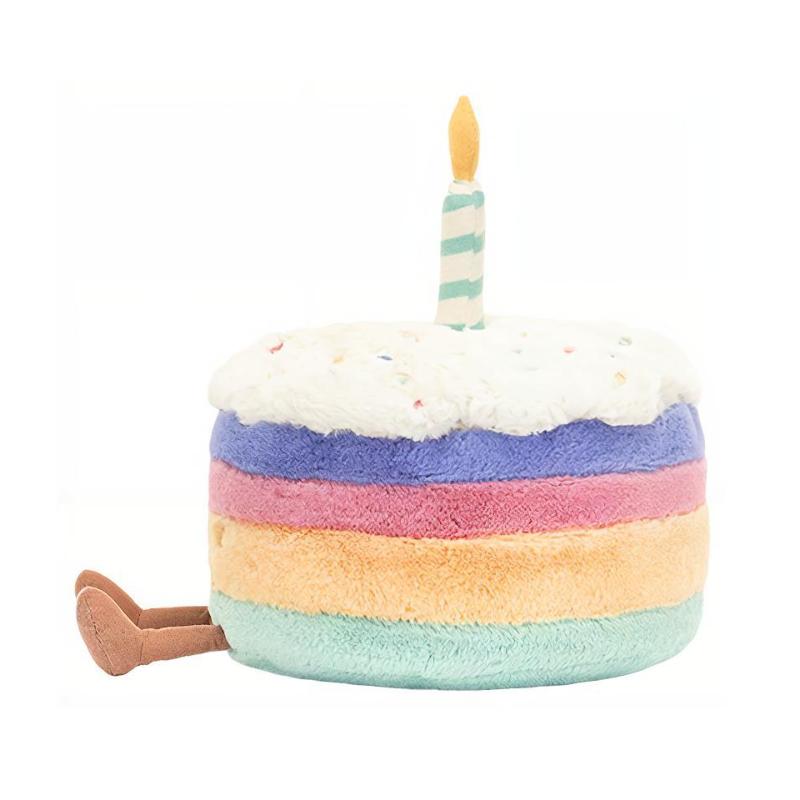 Jellycat Fun Food Series Rainbow Birthday Cake Soothing Doll Plush Doll 22cm Tall