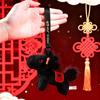 12Cm Cute Black Horse Plush Toy Doll Keychain Bag Pendant Charms Car Keyring Accessories For Women Couples Kawaii Gift