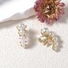 French niche high-end design sense A row of ear buckle imitation pearl earrings Simple and versatile daily commuter women