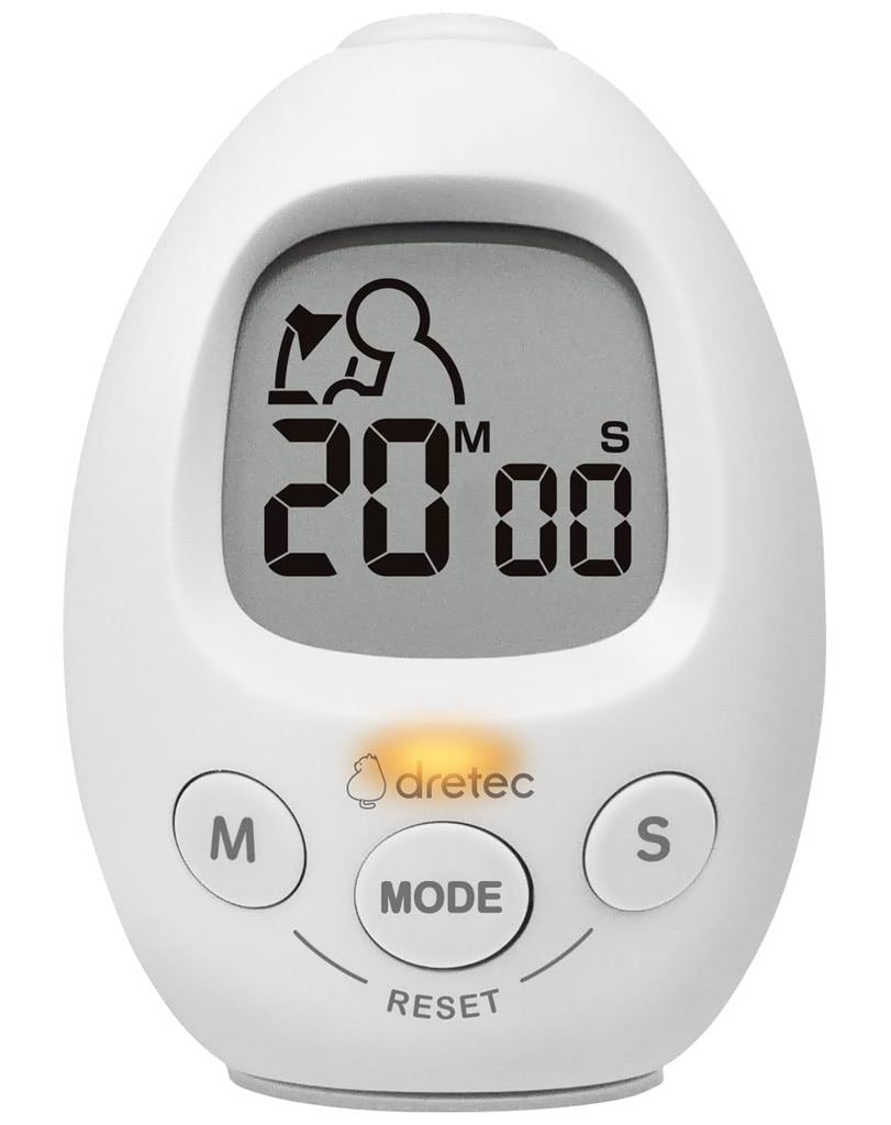 Dretec Study Egg Interval Timer, Study, Repeat, Sports, Training, Silent, Light-Up Activated, T-601, White
