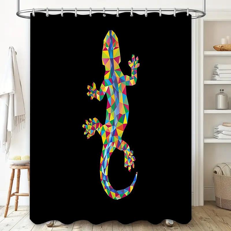 Lizard Pattern Shower Curtain Modern Geometric Reptile Nature Bathroom Decor Backdrop Washable Waterproof Home Textile