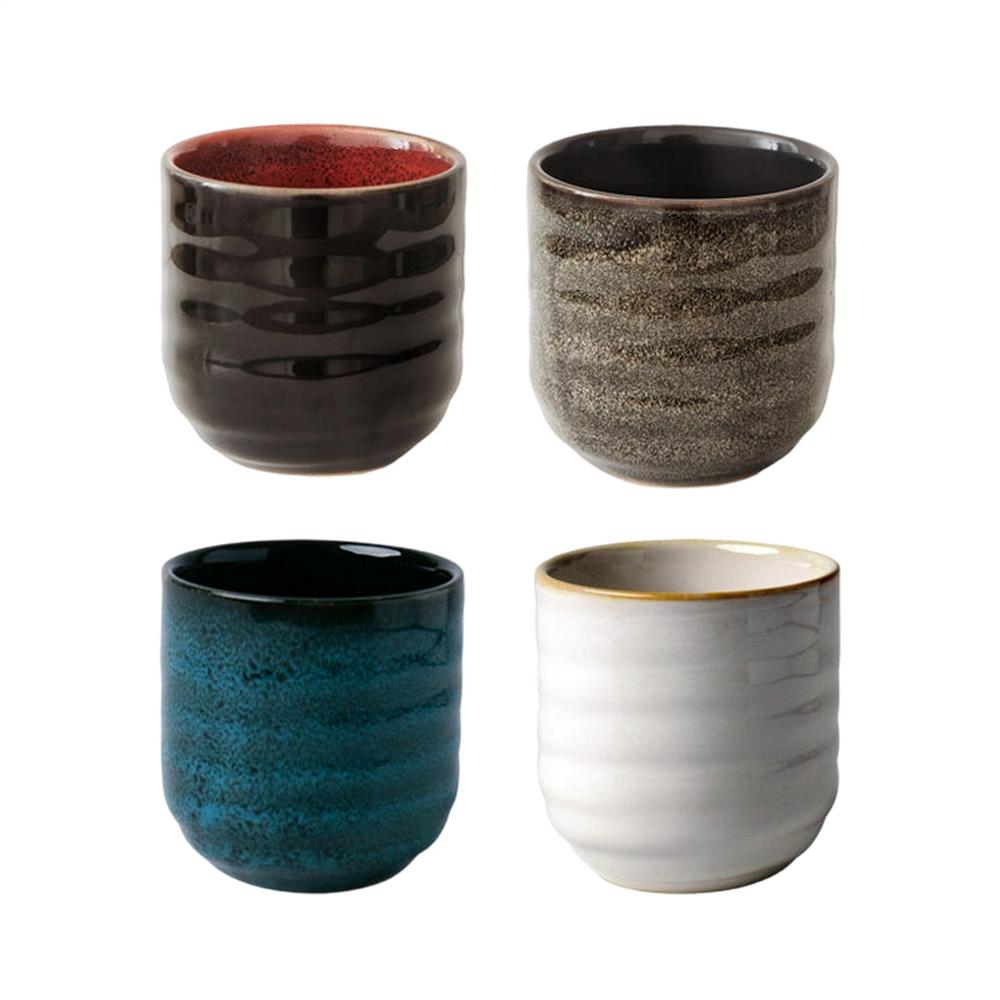 

Ceramic Tea Cups 4 Pieces Aesthetic Drinkware Japanese Style Mug Set for Women Cafe Home Christmas Holiday Hot Chocolate
