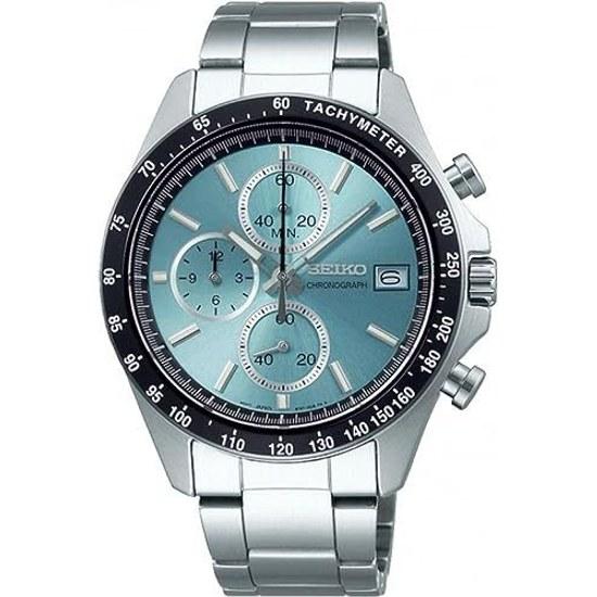 SEIKO 1/5 Second Chronograph Quartz Wristwatch Mens SBTR029 Turquoise Blue
