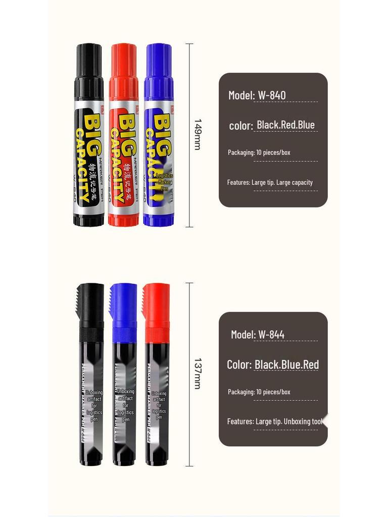 Oil-Based Double-Ended Refillable Broad Tip Marker - Large Capacity, Quick Drying, Waterproof