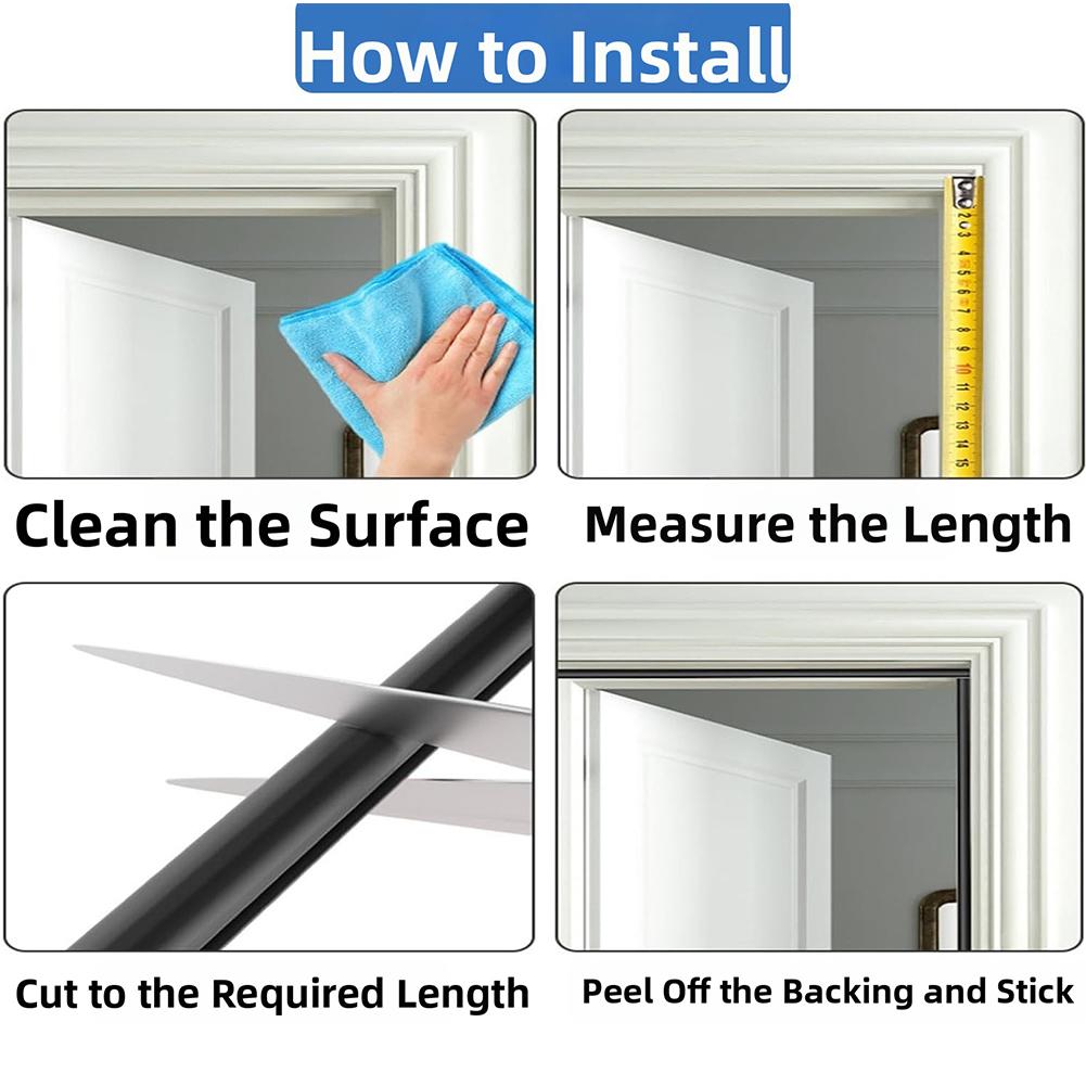 1pc 6m Door Seal Strip Anti Wind Dust Proof For Security Doors Home Improvement Hardware Accessories Easy Installation