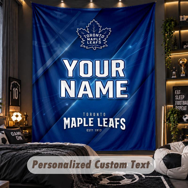 TapestryToronto Maple Leafs Custom Name Text Personalized Wall Hanging Tapestry Home Wall Decor