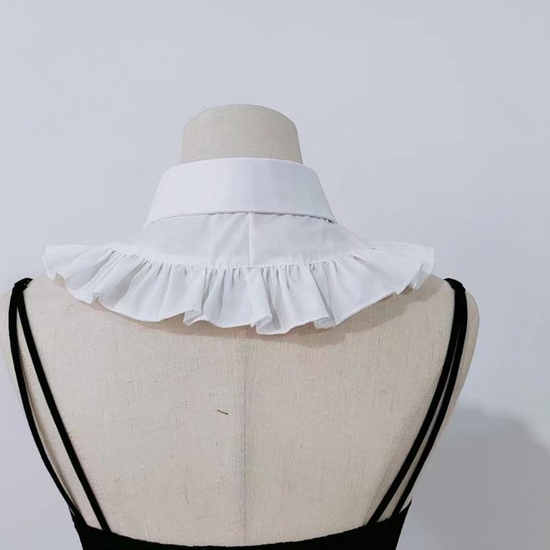 White Shawl Ruffle Detachable Stand Collar Solid Color Ladies Pleated Shirt Fake Collar Neckwear Female Decorative Neck Collar