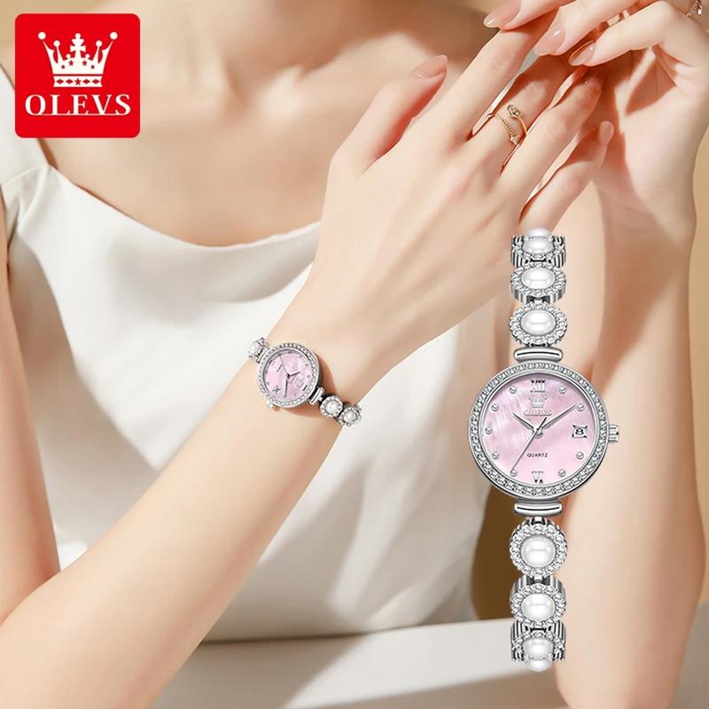 OLEVS Original Small Watches for Woman Ladies Quartz Elegant Diamond Gold Wristwatch Luxury Brands Waterproof Women Gifts