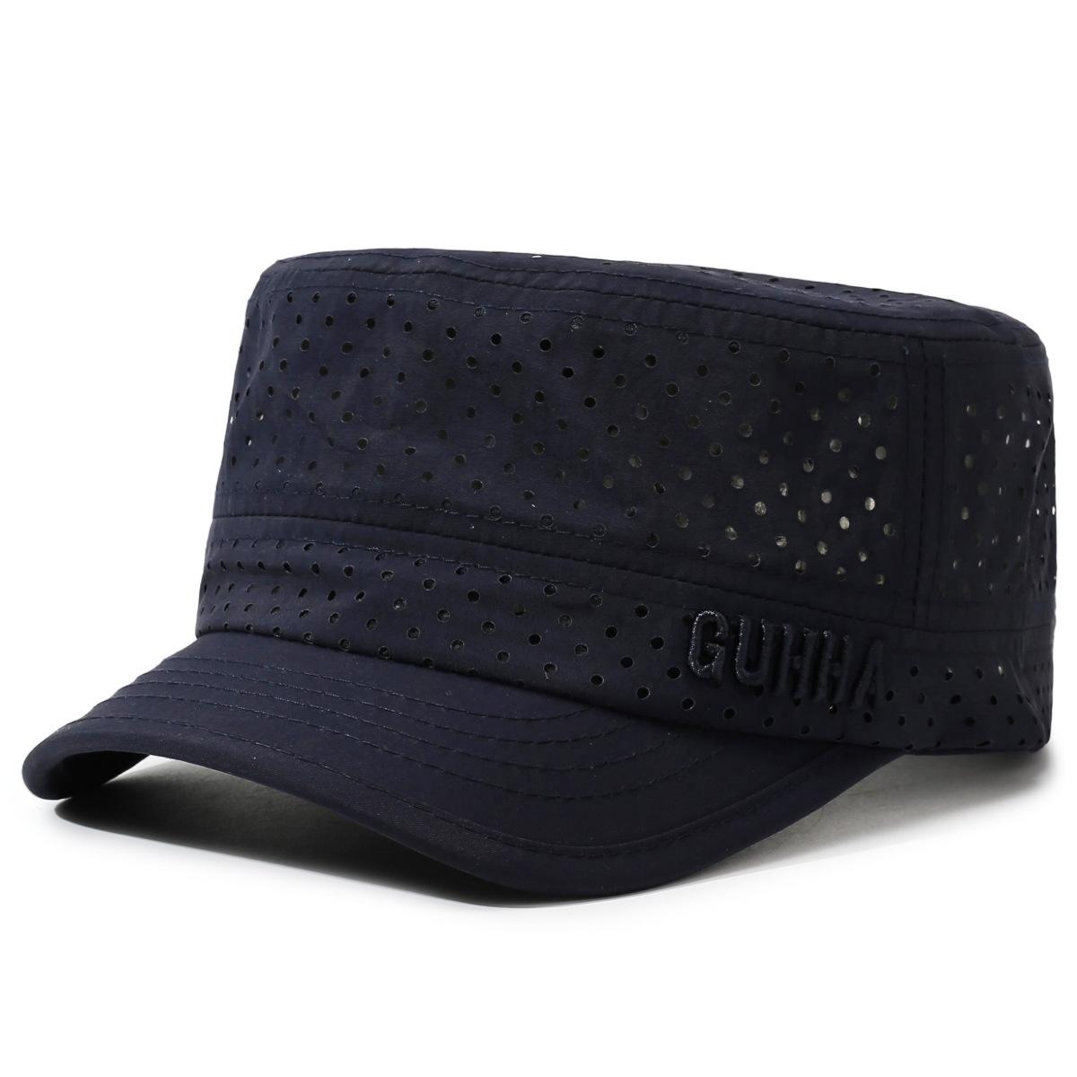 Summer Men S Breathable Quick-Drying Flat-Top Hat Sunscreen Sunshade Versatile Cap Outdoor Sports Fashion Men S Hat Adjustable тёмно-синий