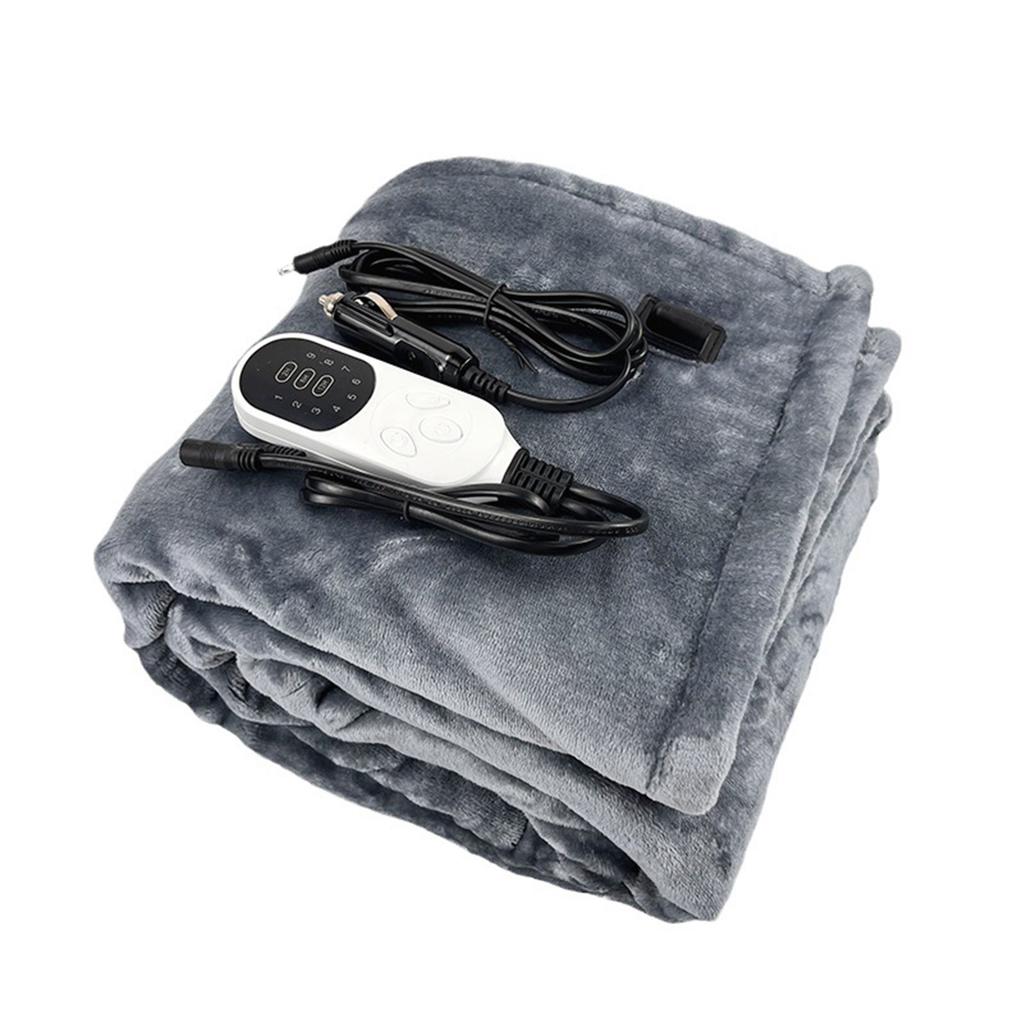 12V Car Electric Heated Blanket Smart 9 Heating Level 2/8/10 Hours Auto-Off Machine Washable Flannel Travel Car Electric Blanket