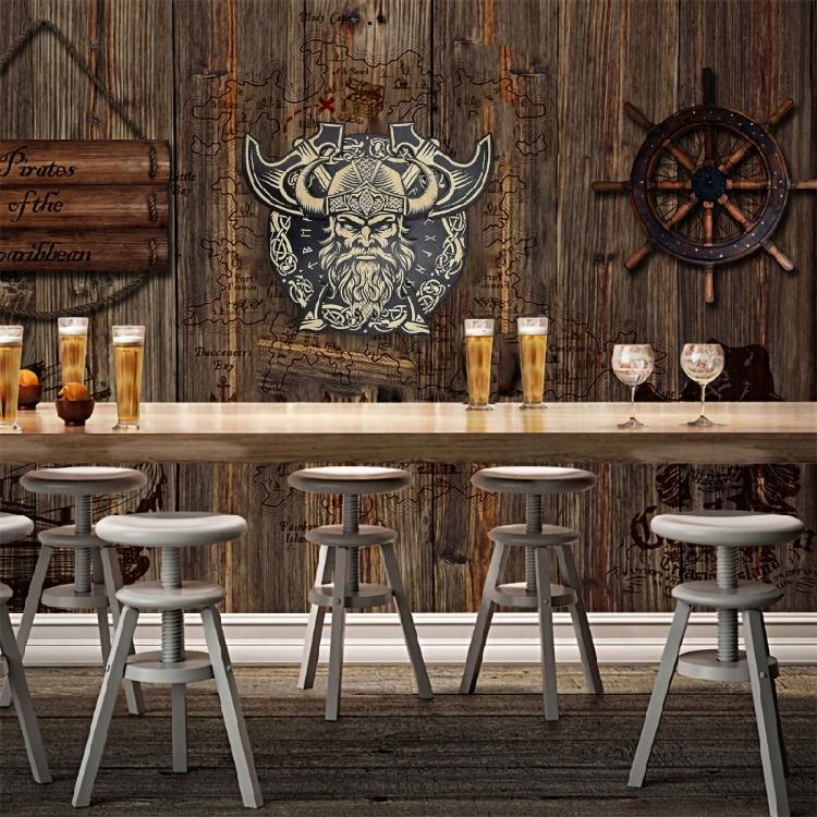 Cultural Wood Wall Hangings Medieval Nordic Portrait Sword Wall Plaques Decors