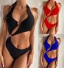 Women's Solid Color Bandage Split Sexy Bikini Swimsuit LZ41