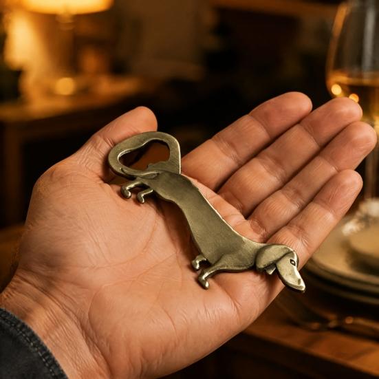 Vintage Bronze Bottle Opener Dachshund Dog Opener, Zinc Alloy Cute Puppy Beer Portable Metal for Kitchen Bar And Home Unique Gadget