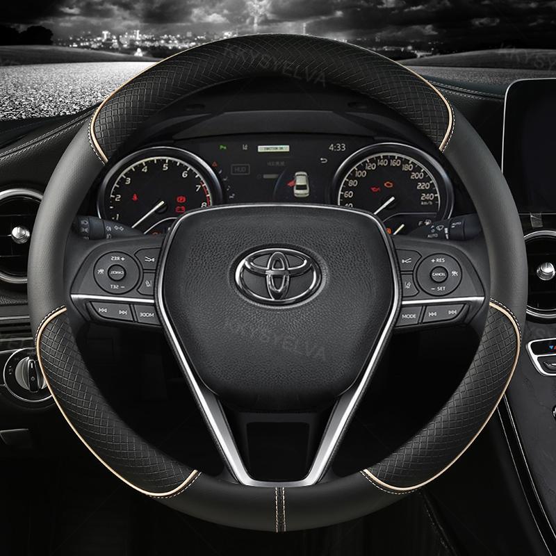 Car Steering Wheel Cover Leather 38cm For Toyota Corolla Fortuner Sequoia Auris Avensis YARIS Vios Celica 86 Rav4 4Runner C-HR