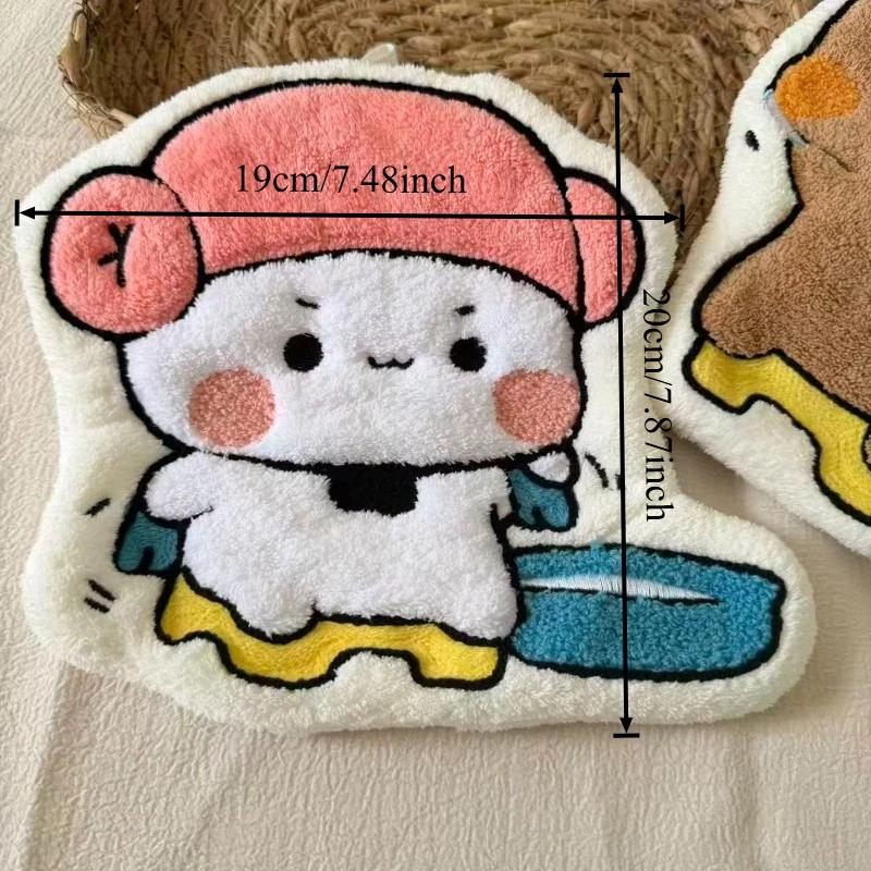 Cute Panda Bubu Dudu Cartoon ACG Decoration Soft Double Layer Thick Absorbent Coral Fleece Hanging Towel for Home and Travel