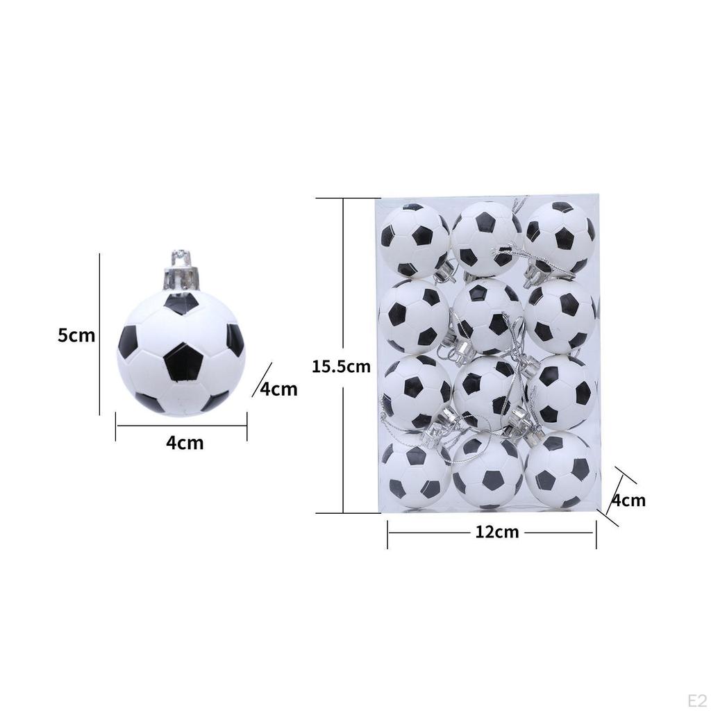 12Pcs Christmas Soccer Ball Ornaments Baubles Shatterproof Xmas Tree Balls for