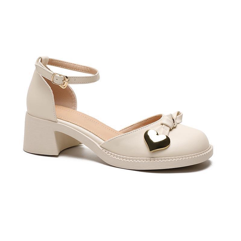 Yuexinwang leather flat for Huizhou women's shoes heels hollow cool slippers women's new summer high-heeled sandals