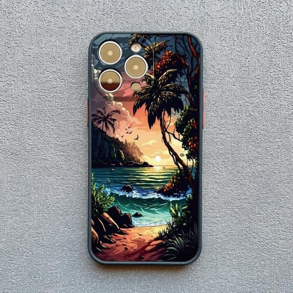 Seaside Coconut Tree Coastal Scenery Phone Case for IPhone 16 15 14 13 12 11 Pro Max Mini X XR XS 15 7 8 Plus Shockproof Covers