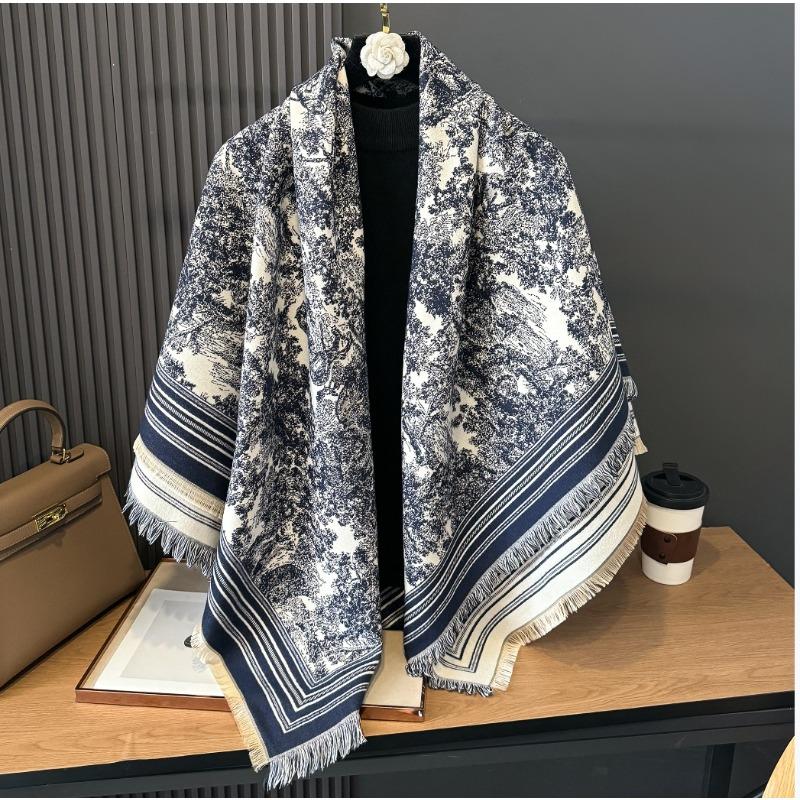 Imitation Cashmere Scarf Female Korean Version Contrasting Colors Autumn and Winter Warm Couple Scarf British Fashion Long Shawl
