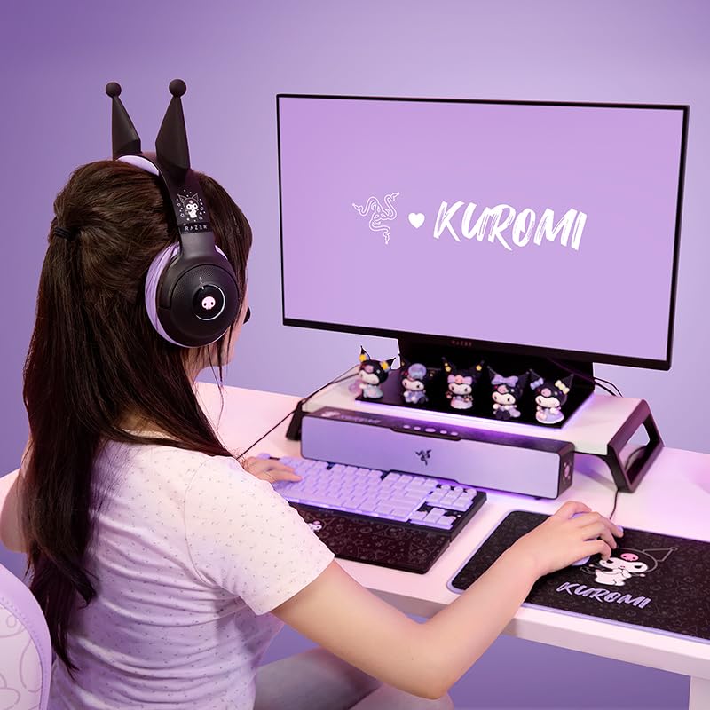 Razer Kraken Kitty V2 Gaming Headset with Officially and USB a Cute Gift Over-Ear Kuromi, Licensed, Wired, Microphone,