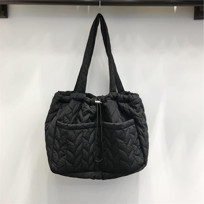 Autumn and winter soft underarm down bag women's large capacity lightweight pleated nylon cotton clothes cloth bag shoulder bag