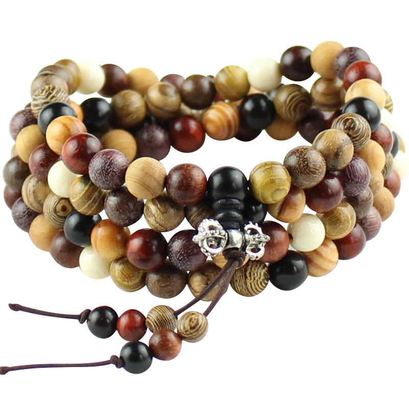 Wooden Sandalwood Buddhist Bead Bracelets - 108 Beads, Unisex Jewelry for Couples