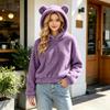 Women's Plush Hooded Sweater with Ears Warm Pullover for Casual Winter Wear
