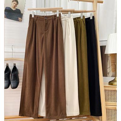 Corduroy Wide-legged Pants Women Winter Thickened High-waisted Loose Thin Drag Ground Hundred Straight Casual Long Plus Size