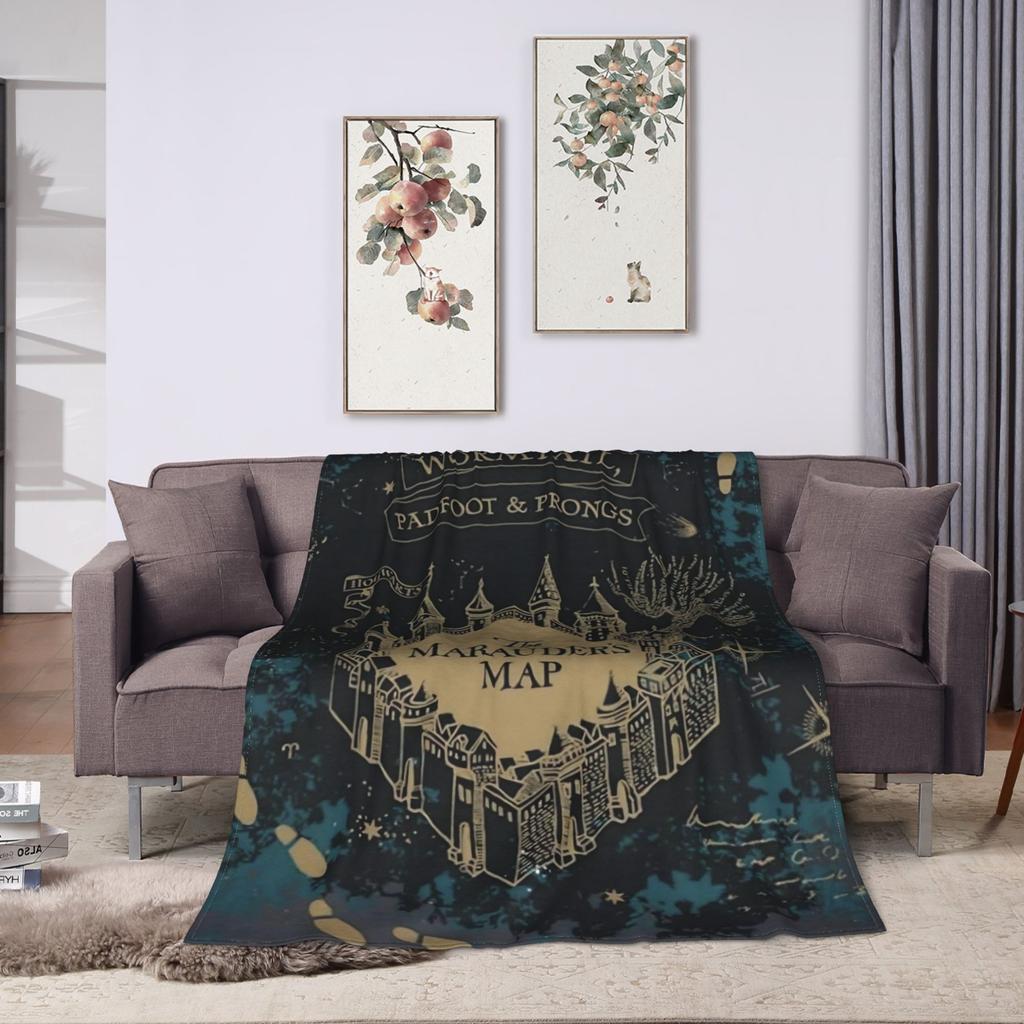 Marauders Map Blanket Super Soft Pattern Plush Throw Blanket For Living Room Travel Flannel Bedspread Bed Cover