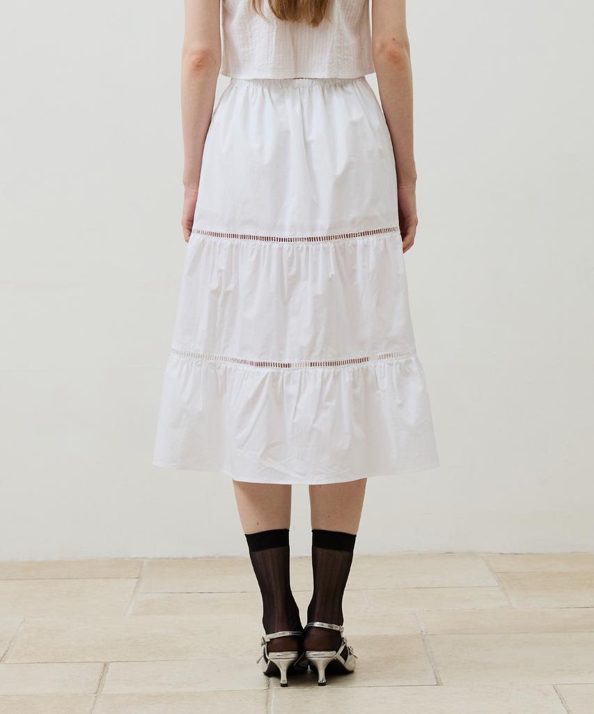 Alikim Muse Tiered Midi Skirt / White