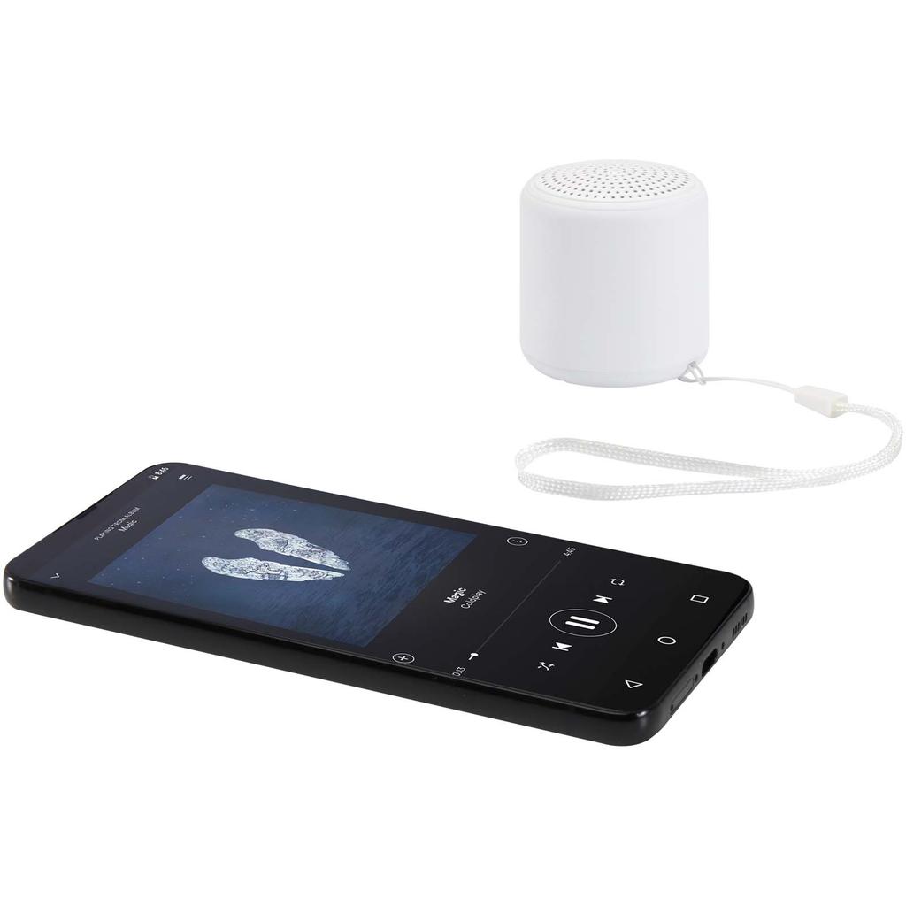 White "Velkis" 3 W Recycled Plastic Wireless Bluetooth Speaker
