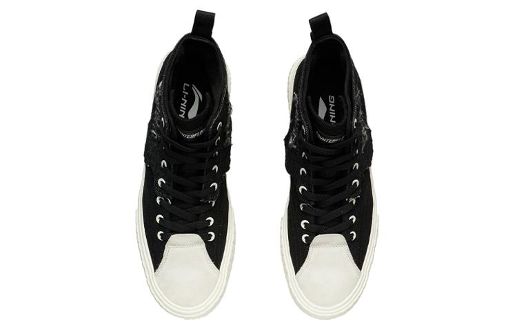 Li Ning CF Wear resistant And Lightweight High top Skateboard Shoes Men's Black White AGCR319-2