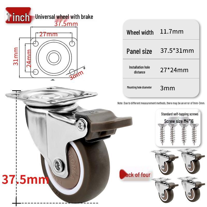 Ultra-Quiet Universal Small Trolley Load-Bearing Swivel Caster for Furniture