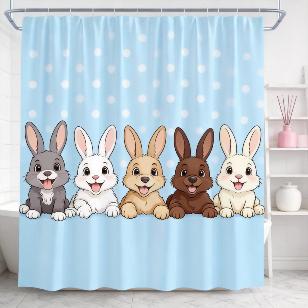 Puppies Shower Curtain 180x180cm – Cute Dogs with Expressive Eyes, Dog Lover Bathroom Decor, 12 Hooks