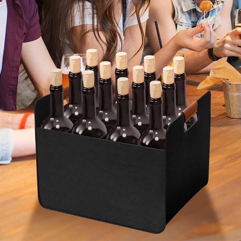 12 Flaskor Filt Vinförvaringsväska Återanvändbara Matkassar Filt Rödvin Förvaringsväska För Resor Camping Picknick Skyddande Vinväska