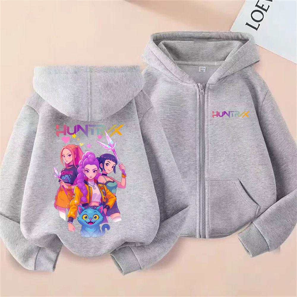 Kpop Dämonenjäger Rumi Mira Zoey Derpy Tiger Reißverschluss Hoodie Herren Damen Mode Oversized Streetwear Männlich Lässig Kapuzenpullover mit Reißverschluss