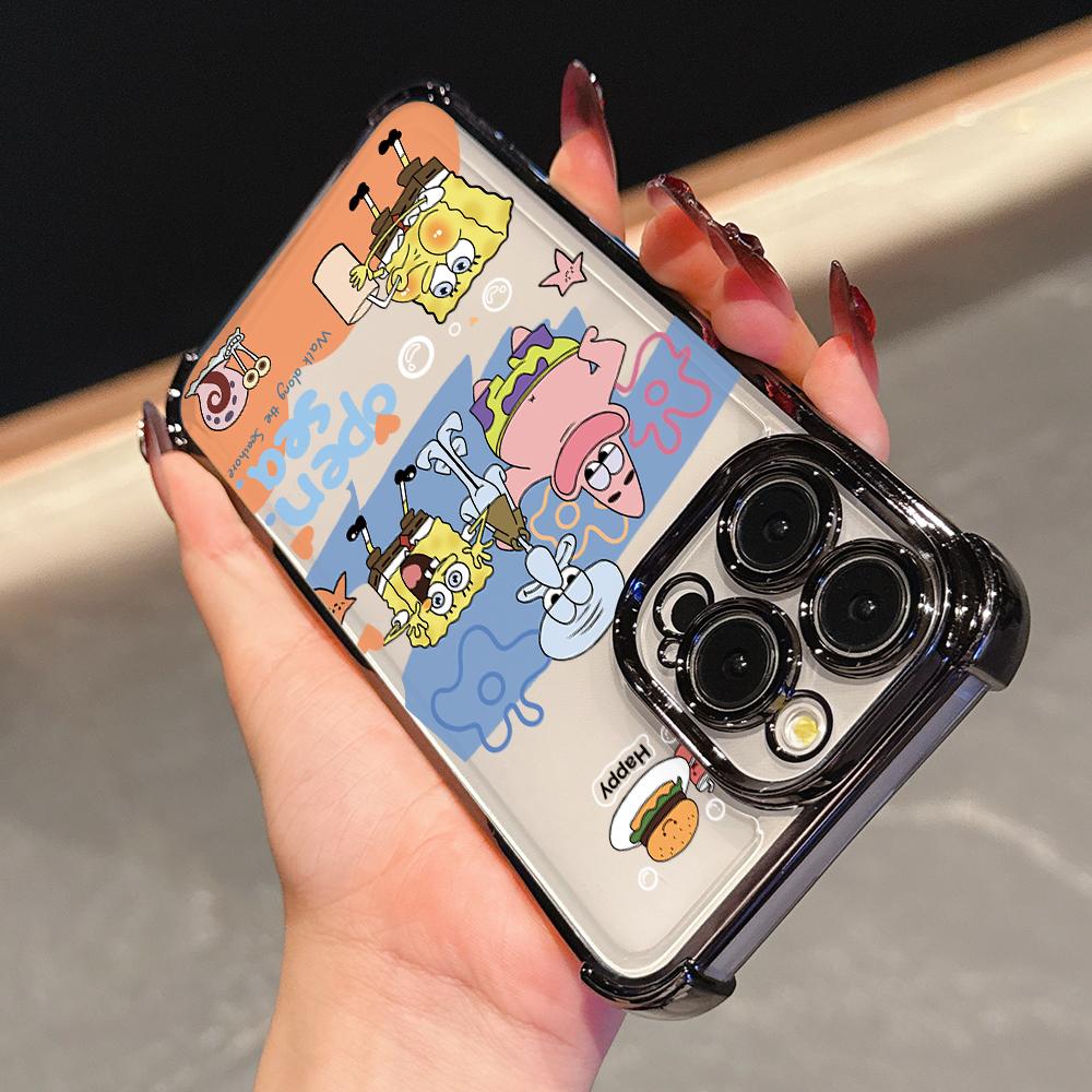 Cute SpongeBobs S-SquarePants Phone Case for Samsung Galaxy S26 S25 S24 S23 S22 S21 S20 FE Ultra Plus 5G Anti-drop Cover
