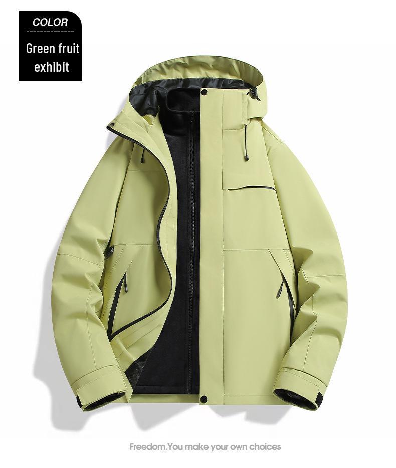 2025 Winter New Three-in-One Men's Casual Hooded Outdoor Jacket - Warm, Loose, Couple Style.