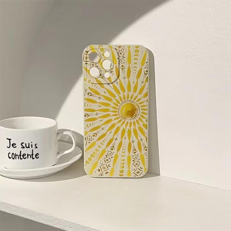 Art Summer Style Golden Sun Case For Samsung Galaxy S25 S24 Ultra S23 Plus S22 S21 S20 FE A15 A35 A54 A55 Cover