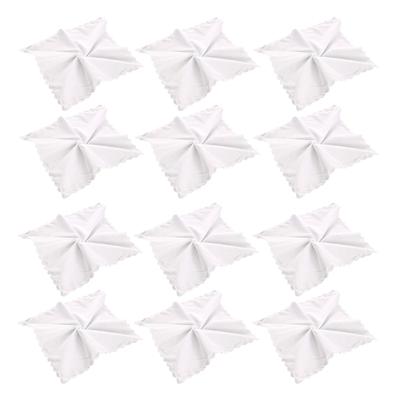 12Pieces White Embroidered Edge Cotton Handkerchiefs Soft Absorbent Reusable for Gym Office and Daily Use